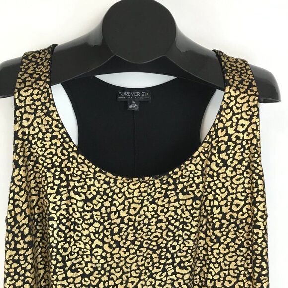 Forever 21+ Animal Print Racerback Tunic Dress Women's Plus Size 3X Metallic - Picture 3 of 8